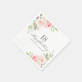 Serviette En Papier 18e anniversaire Fournitures de fête rose Floral s (Coin)