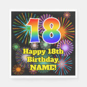 Serviette En Papier 18e anniversaire : Fun Fireworks Motif + Rainbow 1 (Devant)