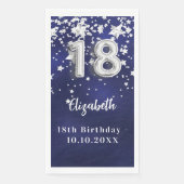 Serviette En Papier 18e anniversaire marine bleu argent étoiles (Devant)