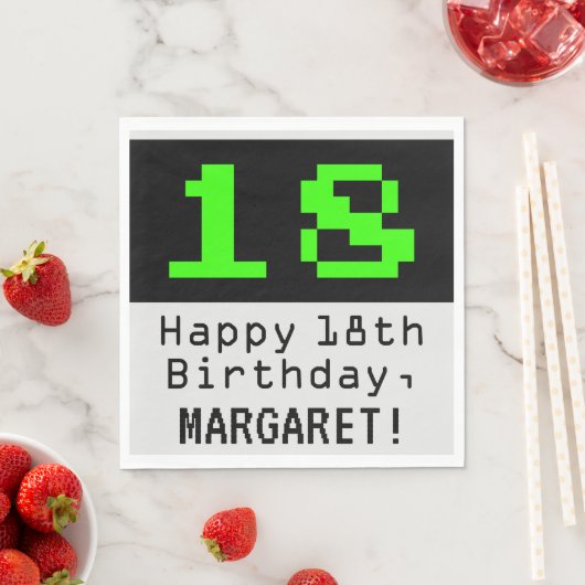 Serviette En Papier 18e anniversaire - Nerdy / Geeky Style "18" & Nom (En situation)