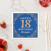 Serviette En Papier 18e anniversaire Parties scintillant bleue et or c (En situation)