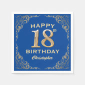 Serviette En Papier 18e anniversaire Parties scintillant bleue et or c (Devant)