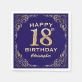 Serviette En Papier 18e anniversaire Parties scintillant marine bleu e (Devant)
