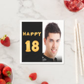 Serviette En Papier 18e anniversaire photo ballons d'or (En situation)