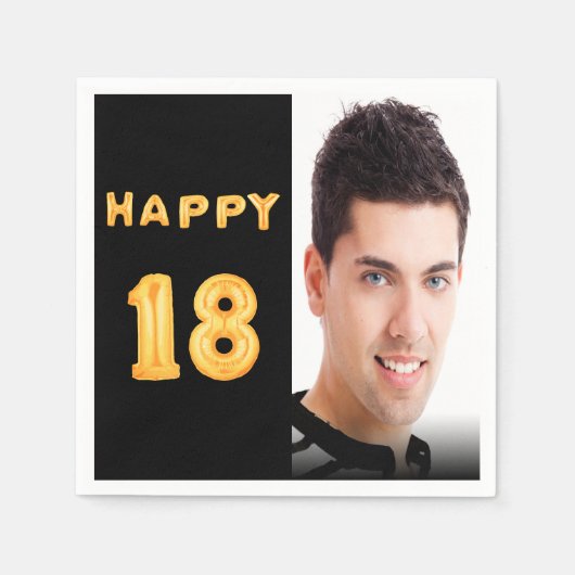 Serviette En Papier 18e anniversaire photo ballons d'or (Devant)