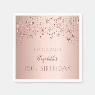Serviette En Papier 18e anniversaire rose or étoiles rose