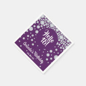Serviette En Papier 18e anniversaire violet bonjour 18 diamants nom (Coin)