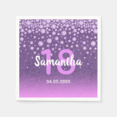 Serviette En Papier 18e anniversaire violet rose parties scintillant n (Devant)