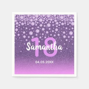 Serviette En Papier 18e anniversaire violet rose parties scintillant n