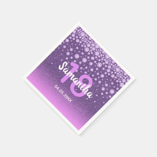 Serviette En Papier 18e anniversaire violet rose parties scintillant n (Coin)