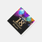 Serviette En Papier 18e fête d'anniversaire Ballons noirs et or (Coin)