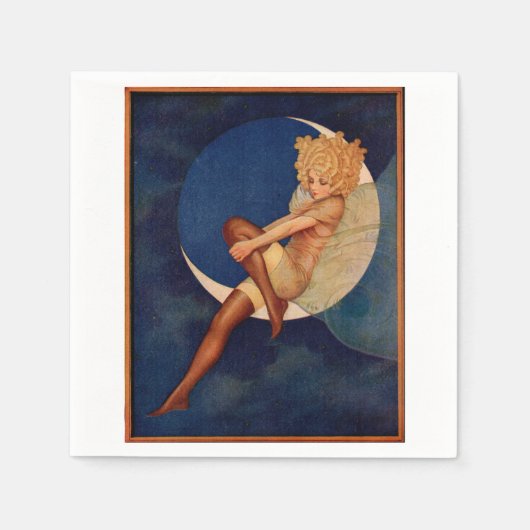 Serviette En Papier 1920 hosiery et belle femme sur la lune (Devant)