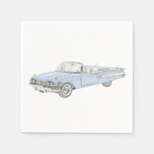 Serviette En Papier 1960 Chevy Impala Blue Convertible Art Paper Party (Devant)