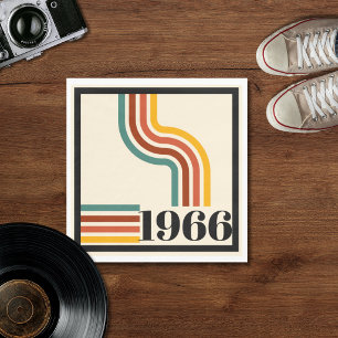 Serviette En Papier 1966 60e Anniversaire Rayure Rétro Vintage