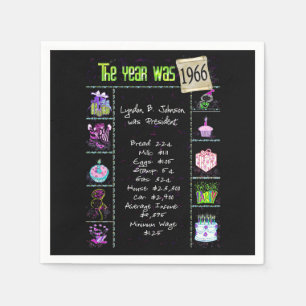 Serviette En Papier 1966 Fun Facts Card Napkins