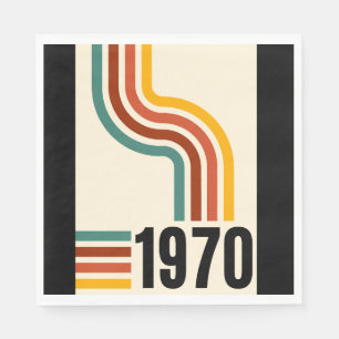 Serviette En Papier 1970 Retro Stripe Vintage Rainbow Poster Style