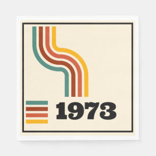 Serviette En Papier 1973 Anniversaire ou Réunion du Poster vintage rét