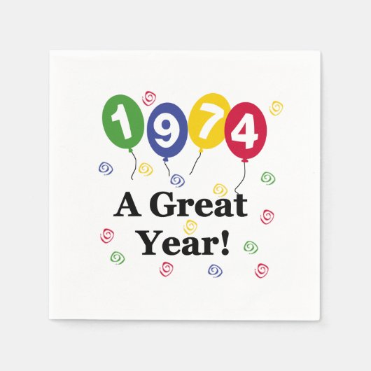 Serviette En Papier 1974 Une grande année Papier d'anniversaire Napkin (Devant)