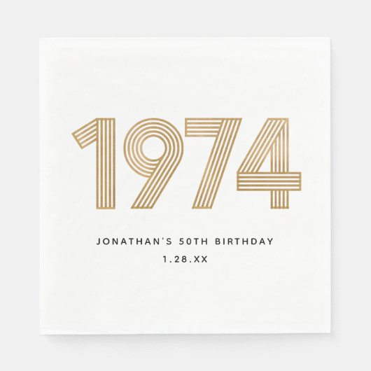 Serviette En Papier 1974 White Black Gold 50e anniversaire (Devant)