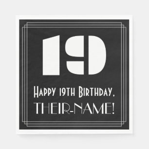 Serviette En Papier 19e anniversaire : Art Déco Inspiré Look "19" + No