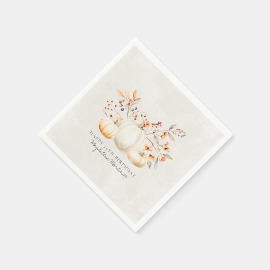 Serviette En Papier 19e anniversaire Blanc Citrouille automne Leaves p (Coin)