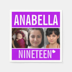 Serviette En Papier 19e anniversaire fête événement personnalisé photo