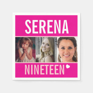 Serviette En Papier 19e anniversaire fête événement personnalisé photo