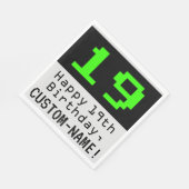 Serviette En Papier 19e anniversaire - Nerdy / Geeky Style "19" & Nom (Coin)