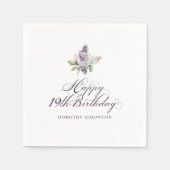Serviette En Papier 19e anniversaire Purple Lilac Spring Flower Cockta (Devant)