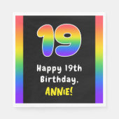 Serviette En Papier 19e anniversaire : Rainbow Spectrum # 19, Nom pers (Devant)