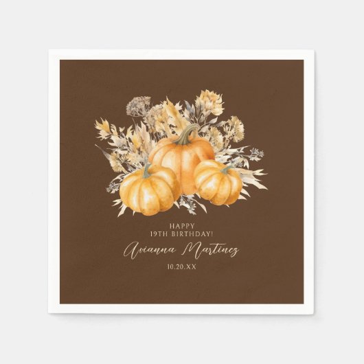 Serviette En Papier 19e anniversaire Rustic Boho Citrouille automne pe (Devant)