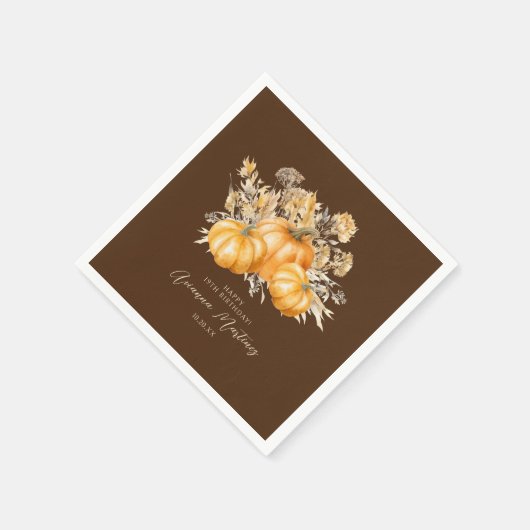 Serviette En Papier 19e anniversaire Rustic Boho Citrouille automne pe (Coin)