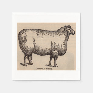 Serviette En Papier 19e century print cotswold sheep