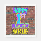 Serviette En Papier 1er anniversaire ~ Amusant, Graffiti urbain inspir (Devant)