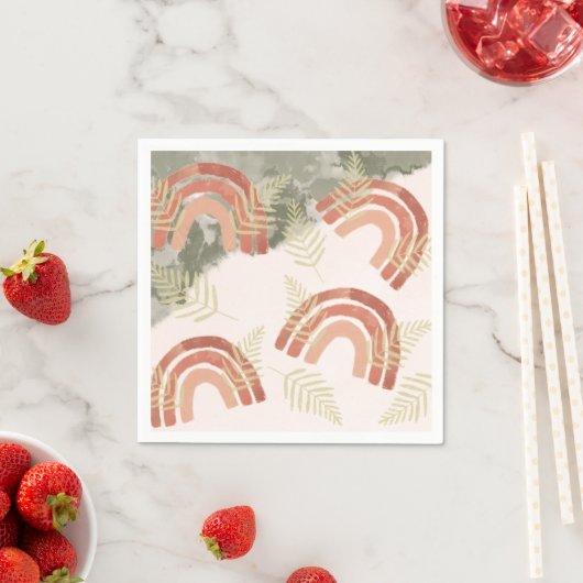 Serviette En Papier 1er anniversaire arc-en-ciel (En situation)