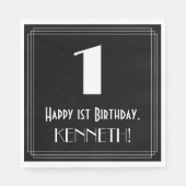 Serviette En Papier 1er Anniversaire ~ Art Déco Inspiré Look "1", Nom (Devant)