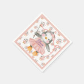 Serviette En Papier 1er anniversaire Ballerina Penguin Papier rose Nap (Coin)