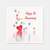 Serviette En Papier 1er Anniversaire Coeur rouge et ballons (Devant)