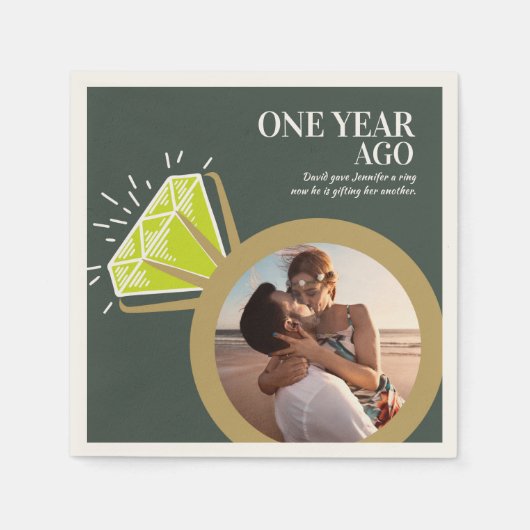 Serviette En Papier 1er anniversaire de fête Péridot anneau photo vert (Devant)