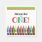 Serviette En Papier 1er anniversaire Enfants Crayon Green Orange Blue (Devant)