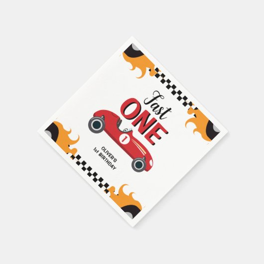 Serviette En Papier 1er anniversaire Fast One Racing Car Party (Coin)