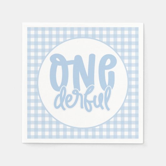 Serviette En Papier 1er anniversaire fête mignonne Pastel Blue Onederf (Devant)