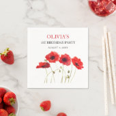 Serviette En Papier 1er Anniversaire Fête Poppies Bébé Fille (En situation)