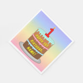 Serviette En Papier 1er anniversaire : Fun Cake and Candle + Nom perso (Coin)