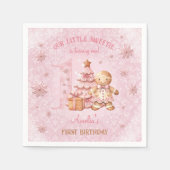 Serviette En Papier 1er anniversaire Gingerbread Man Girl Pink Noël (Devant)