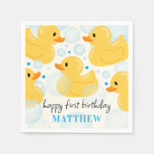 Serviette En Papier 1er anniversaire Lucky Duck Boy's Blue Party (Devant)