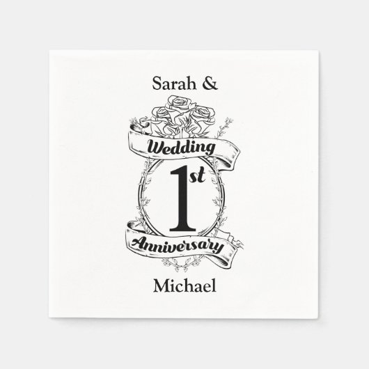 Serviette En Papier 1er anniversaire Mariage (Devant)