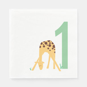 Serviette En Papier 1er anniversaire Moderne minimaliste Giraffe Jaune