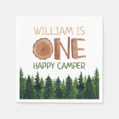 Serviette En Papier 1er Anniversaire Nom Rustic One Happy Camper (Devant)