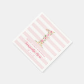 Serviette En Papier 1er anniversaire Pink Stripes & Aquarelle Florale  (Coin)